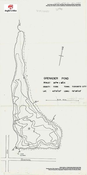 Contour map for Grenadier Pond, Ontario