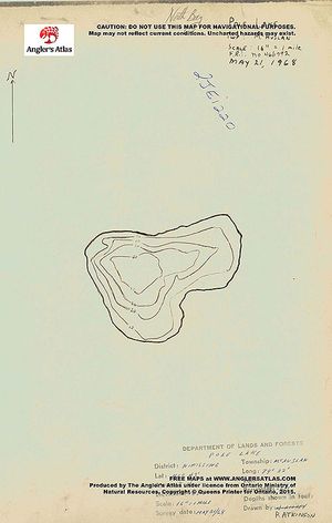 Contour map for Pole Lake, Ontario
