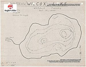 Contour map for Wilcox Lake, Ontario
