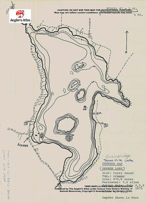 Three Mile Lake Fishing Map Three Mile Lake, Ontario | Angler's Atlas