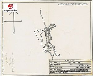 Contour map for Clam Lake, Ontario