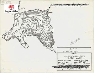 Contour map for Harp Lake, Ontario