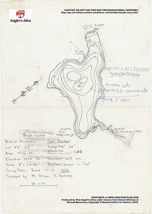 Contour map for Buck Lake, Ontario