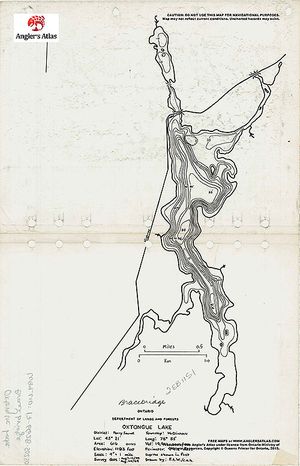 Contour map for Oxtongue Lake, Ontario