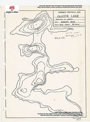 Contour map for Queer Lake, Ontario