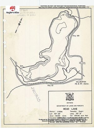 Contour map for Head Lake, Ontario