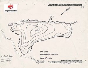 Contour map for Dan Lake, Ontario