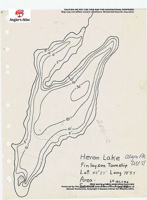 Contour map for Heron Lake, Ontario