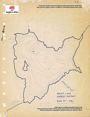 Contour map for Orley Lake, Ontario