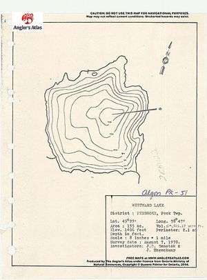 Contour map for Westward Lake, Ontario