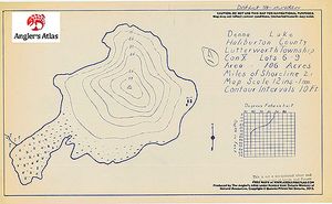 Contour map for Denna Lake, Ontario
