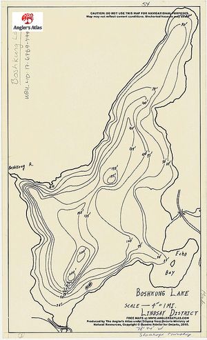 Contour map for Boshkung Lake, Ontario