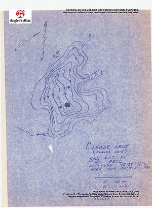 Contour map for Claude Lake, Ontario