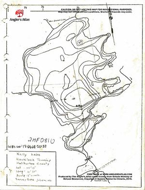 Contour map for Kelly Lake, Ontario