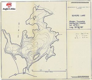 Contour map for Soyers Lake, Ontario
