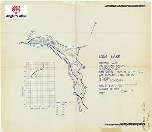 Contour map for Tedious Lake, Ontario