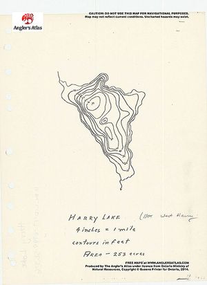 Contour map for Harry Lake, Ontario