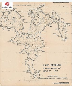 Contour map for Opeongo Lake, Ontario