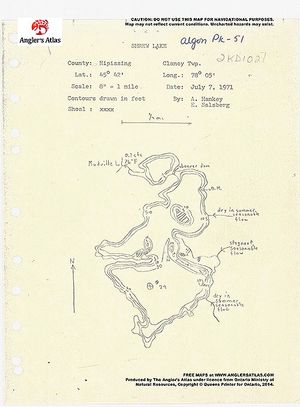 Contour map for Shrew Lake, Ontario