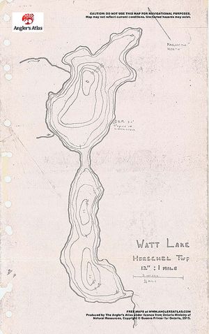 Contour map for Watt Lake, Ontario