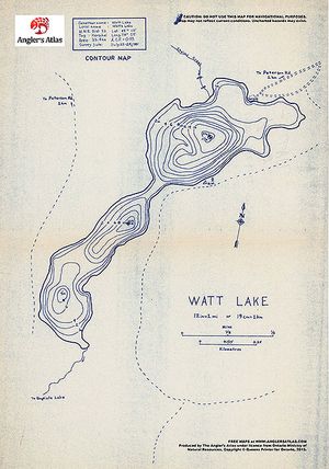 Contour map for Watt Lake, Ontario