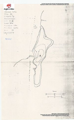 Contour map for Lowrie Lake, Ontario