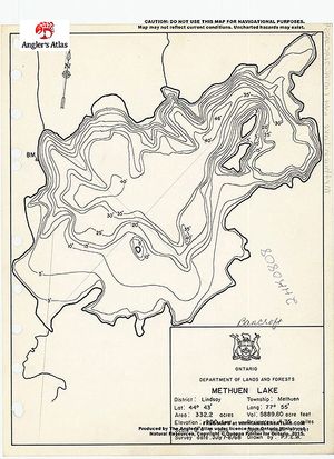 Contour map for Methuen Lake, Ontario