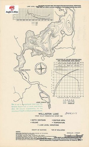 Contour map for Wollaston Lake, Ontario