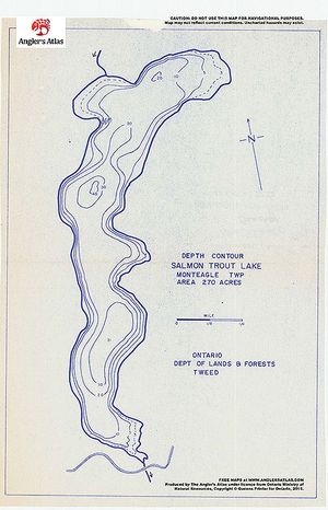 Contour map for Salmon Trout Lake, Ontario