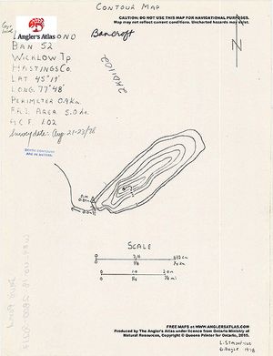 Contour map for Davis Pond, Ontario
