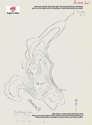Contour map for Findlay Lake, Ontario