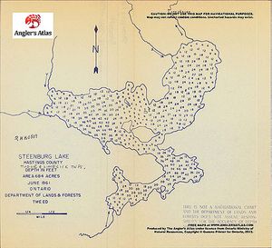 Contour map for Steenburg Lake, Ontario