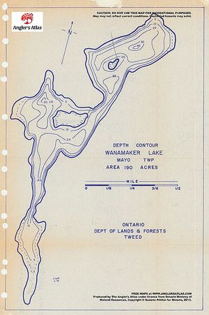 Contour map for Wanamaker Lake, Ontario