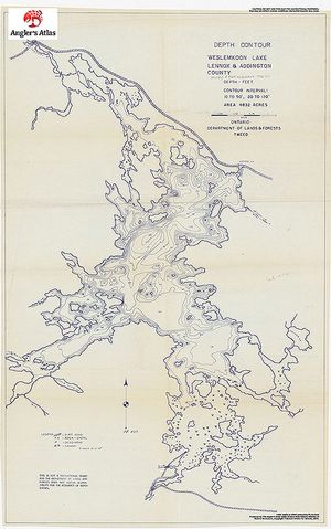 Contour map for Weslemkoon Lake, Ontario