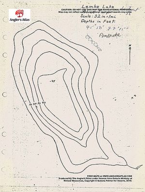 Contour map for Lemke Lake, Ontario