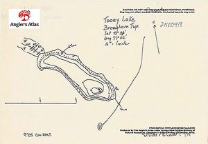Contour map for Tooeys Lake, Ontario