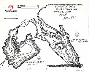 Contour map for Round Schooner Lake, Ontario