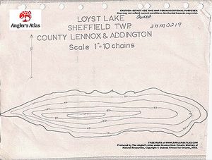 Contour map for Loyst Lake, Ontario