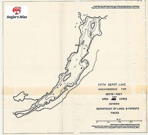 Contour map for Fifth Depot Lake, Ontario