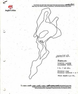 Contour map for Varty Lake, Ontario