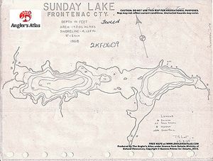 Contour map for Sunday Lake, Ontario