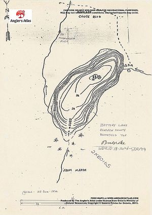 Contour map for Battery Lake, Ontario