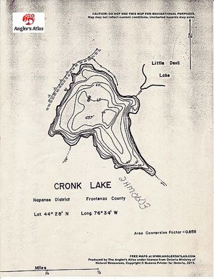Contour map for Cronk Lake, Ontario