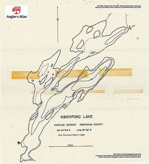 Contour map for Kingsford Lake, Ontario