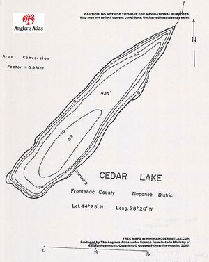 Contour map for Cedar Lake, Ontario