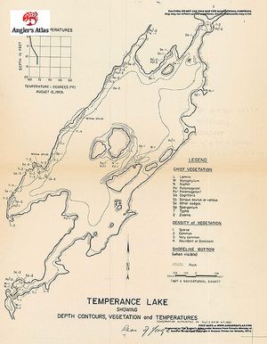 Contour map for Temperance Lake, Ontario