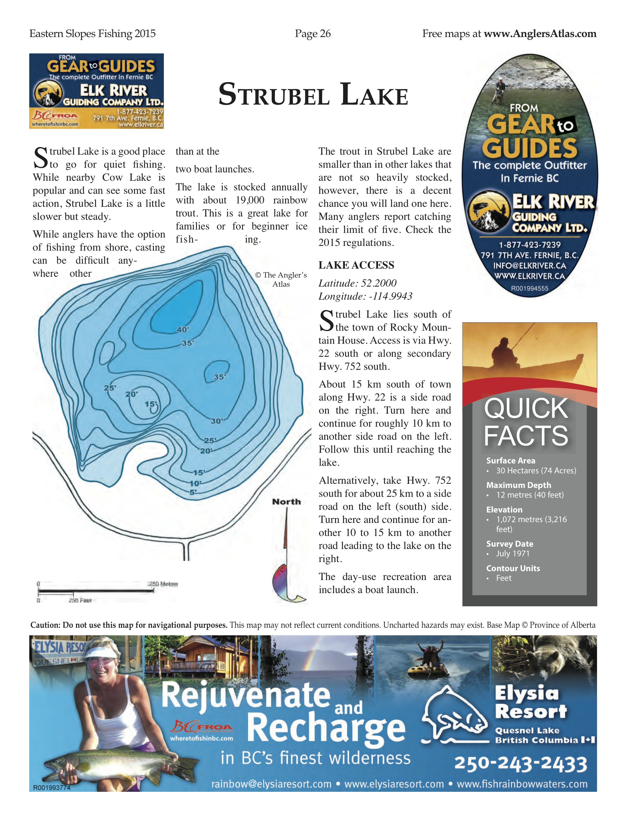 Cow Lake Depth Chart