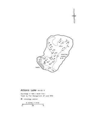 Contour map for Atton Lake, Saskatchewan