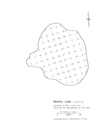 Contour map for Beatty Lake, Saskatchewan