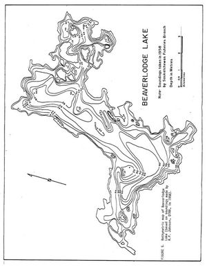 Contour map for Beaverlodge Lake, Saskatchewan